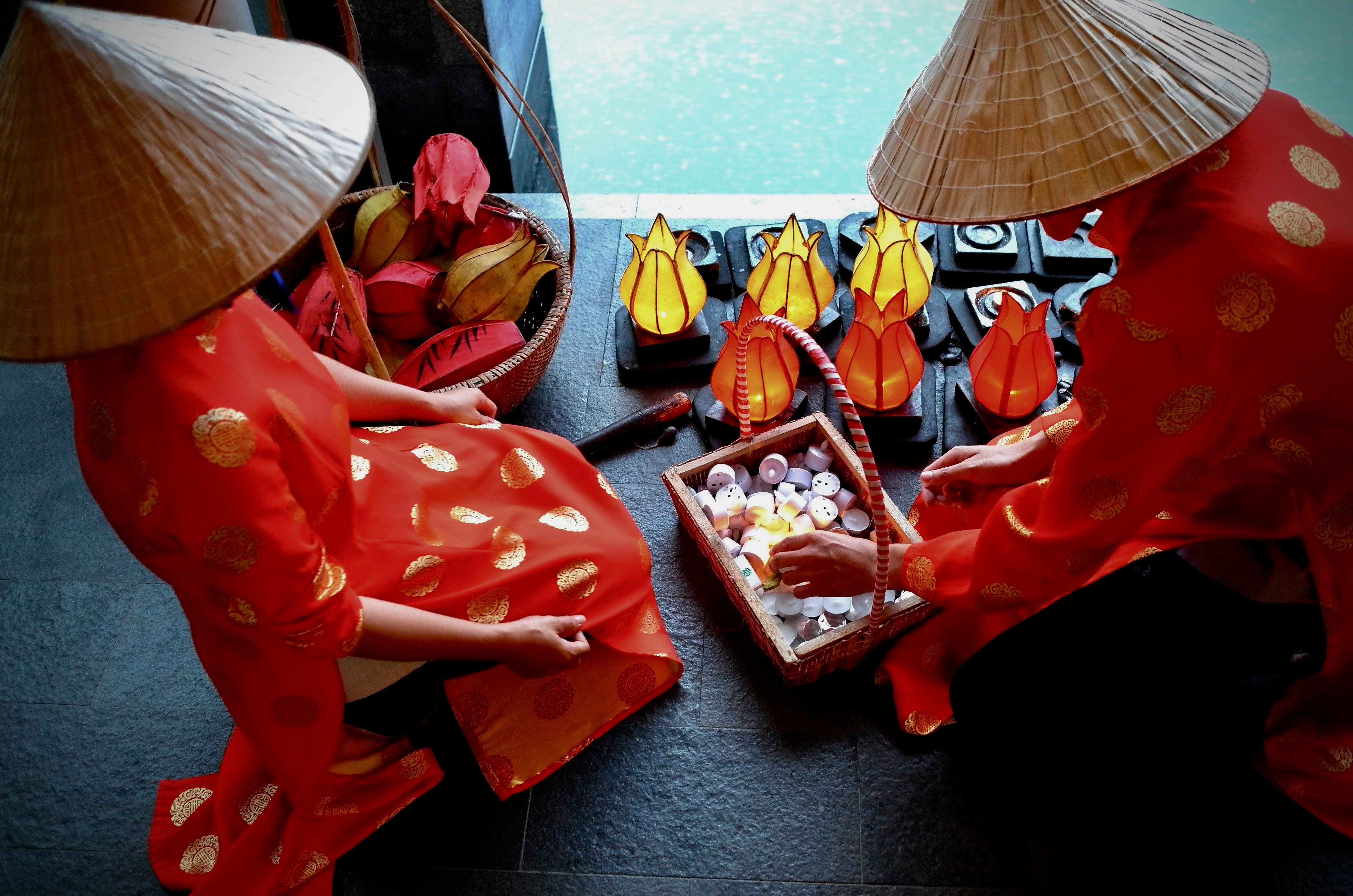 red and yellow banana fruits on red ceramic tray